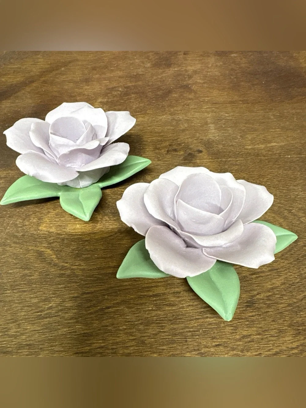 Enesco Pale Lavender Rose Accents with Green Leaves